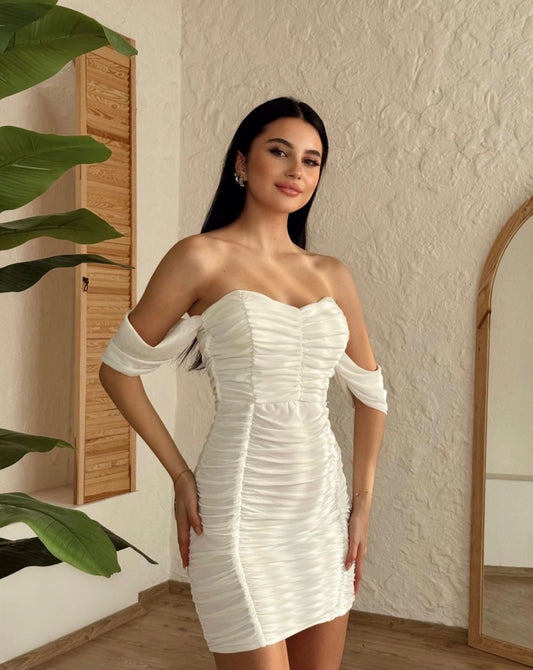 Ivory Elegance Rushed Dress